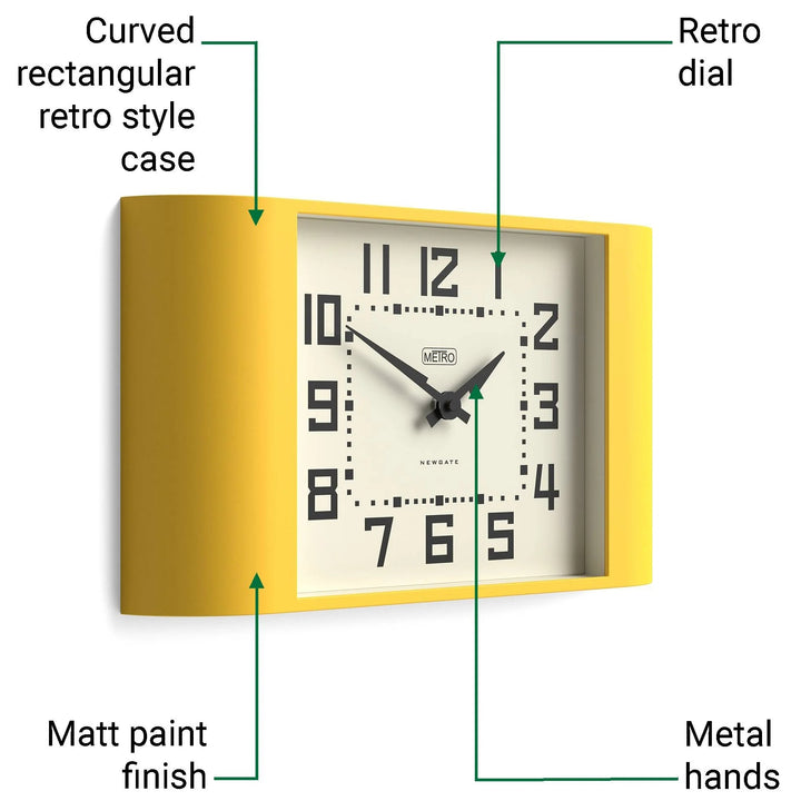 Newgate Metro Retro Mid Century Bold Wall Clock Yellow 42cm NG-MET3CY 5