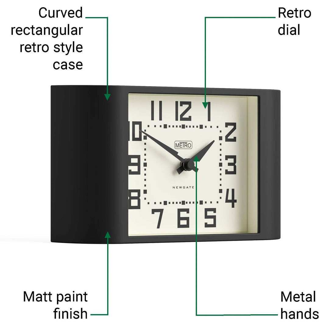 Newgate Mini Metro Retro Compact Bold Mantel Clock Black 22cm NG-MANMMET3K 5