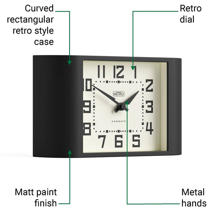 Newgate Mini Metro Retro Compact Bold Mantel Clock Black 22cm NG-MANMMET3K 5