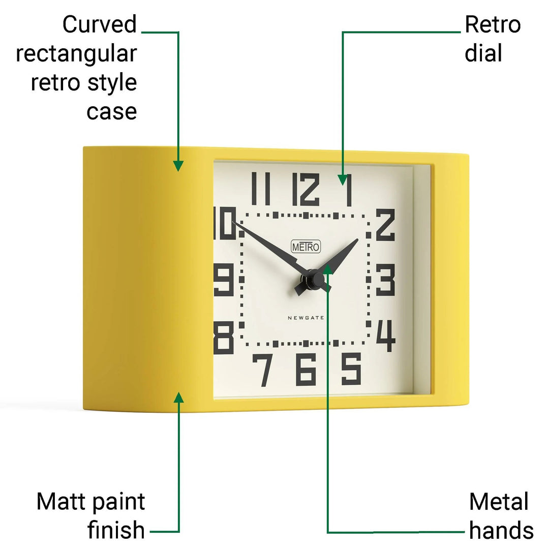 Newgate Mini Metro Retro Compact Bold Mantel Clock Yellow 22cm NG-MANMMET3CY 5
