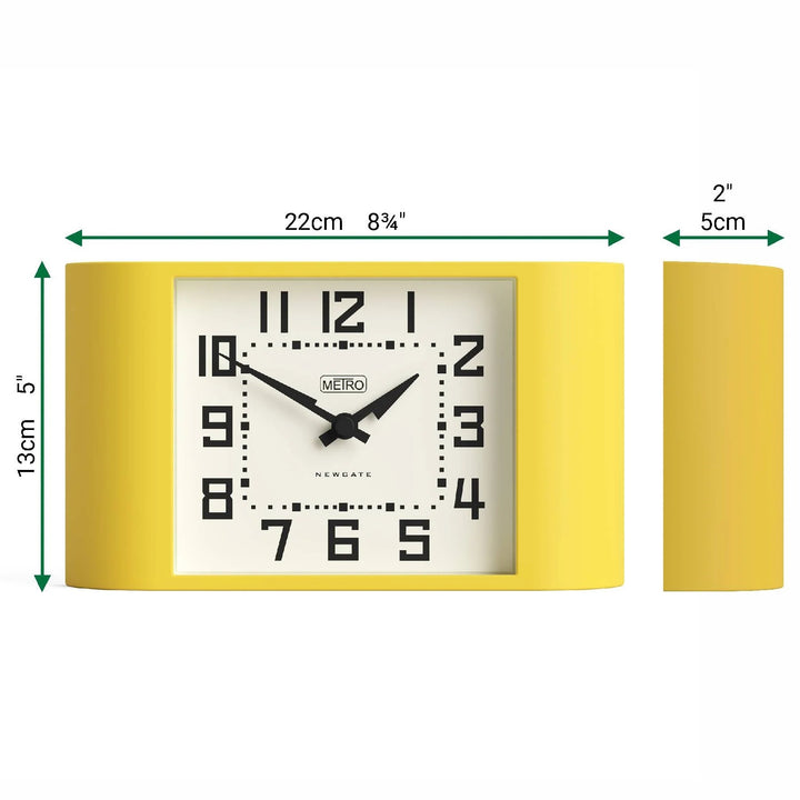 Newgate Mini Metro Retro Compact Bold Mantel Clock Yellow 22cm NG-MANMMET3CY 6