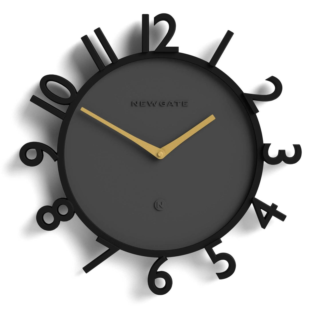 Newgate Monorail Sculptural 3D Numerals Wall Clock Black 40cm NG-MRAIL-K 1
