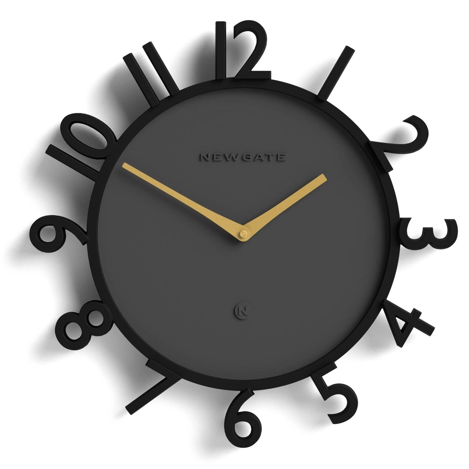 Newgate Monorail Sculptural 3D Numerals Wall Clock Black 40cm NG-MRAIL-K 1