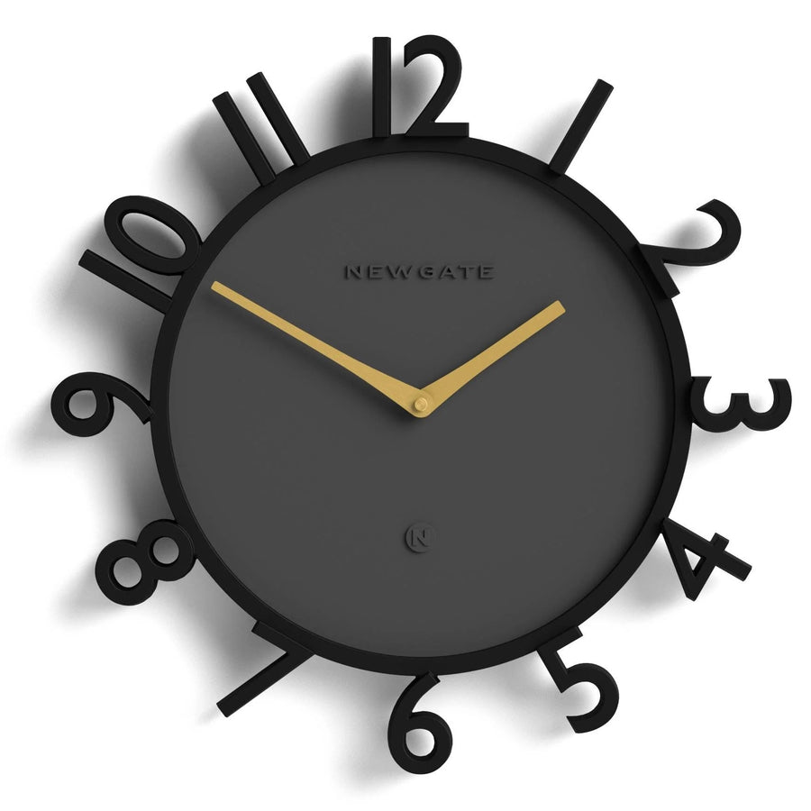 Newgate Monorail Sculptural 3D Numerals Wall Clock Black 40cm NG-MRAIL-K 1