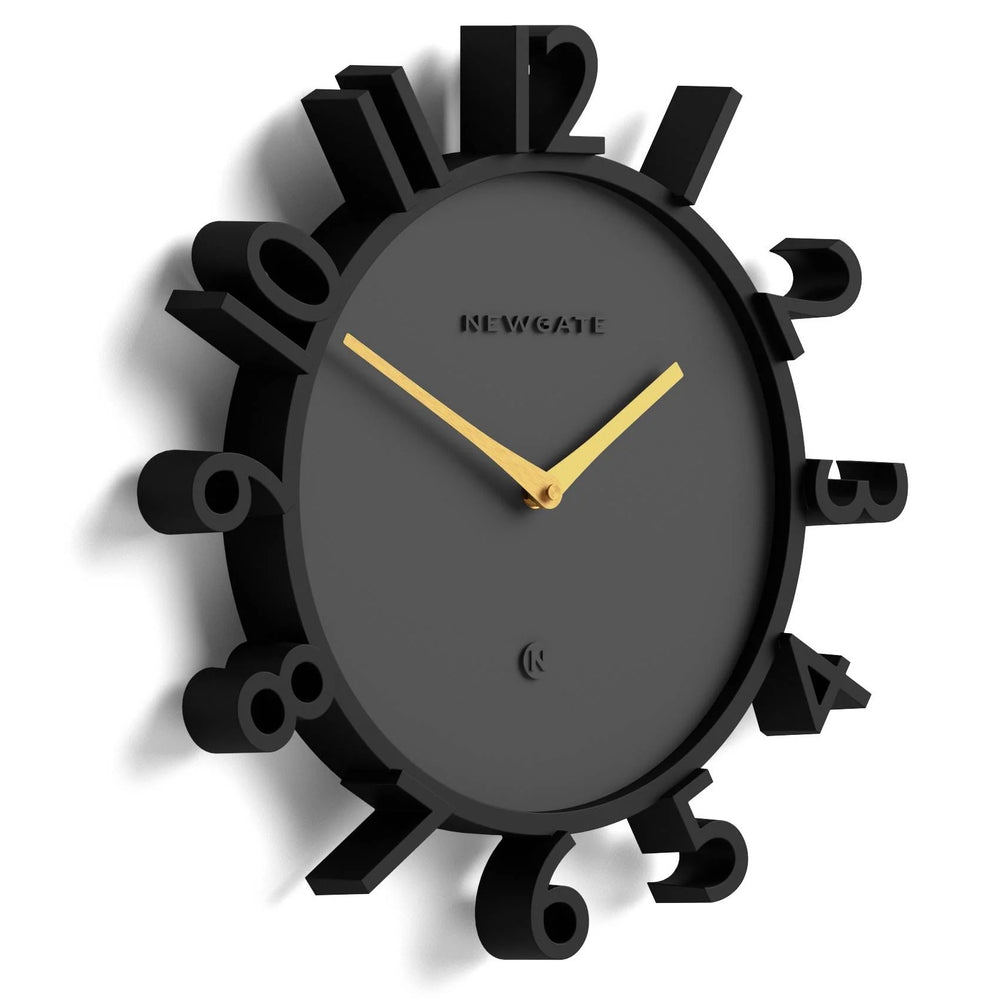 Newgate Monorail Sculptural 3D Numerals Wall Clock Black 40cm NG-MRAIL-K 2