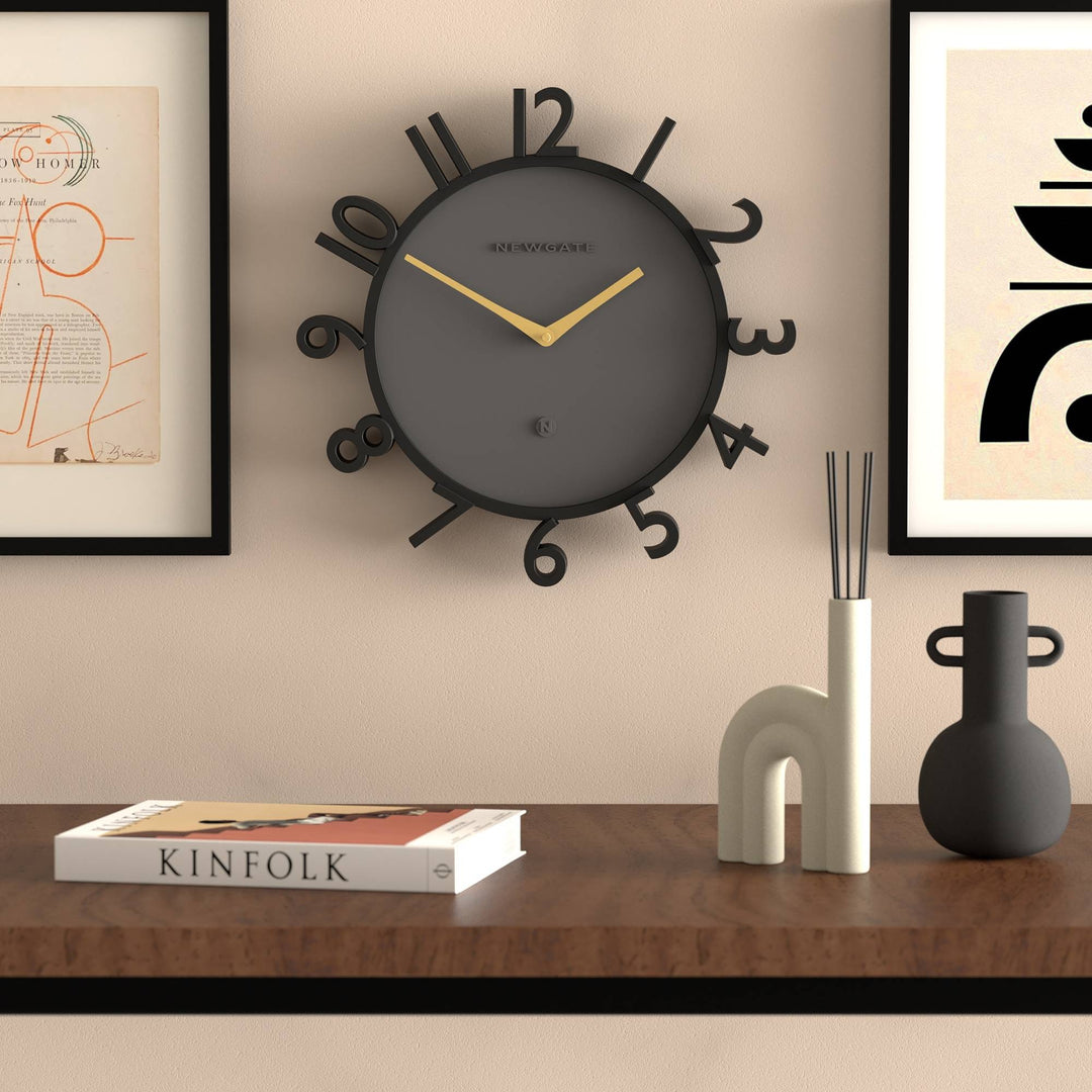 Newgate Monorail Sculptural 3D Numerals Wall Clock Black 40cm NG-MRAIL-K 3