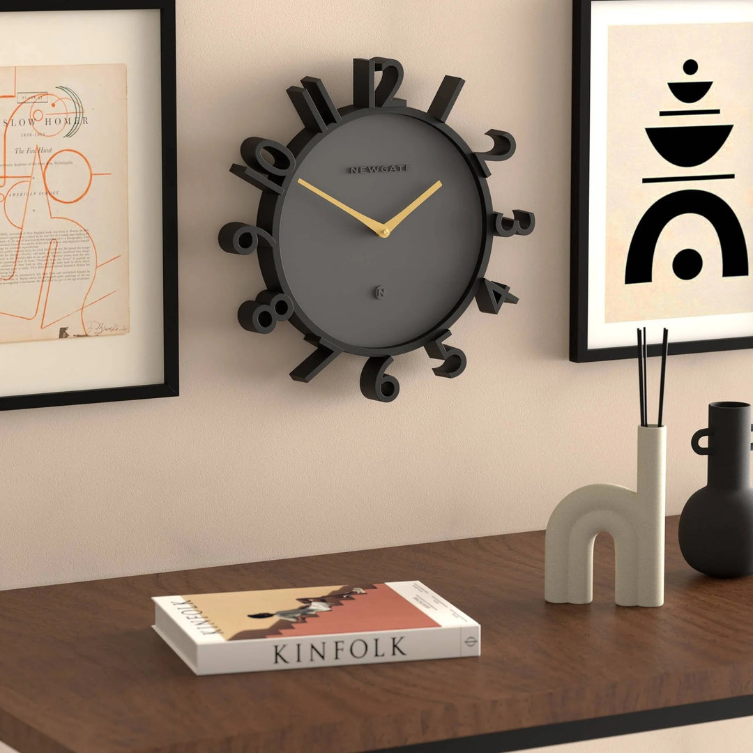 Newgate Monorail Sculptural 3D Numerals Wall Clock Black 40cm NG-MRAIL-K 4