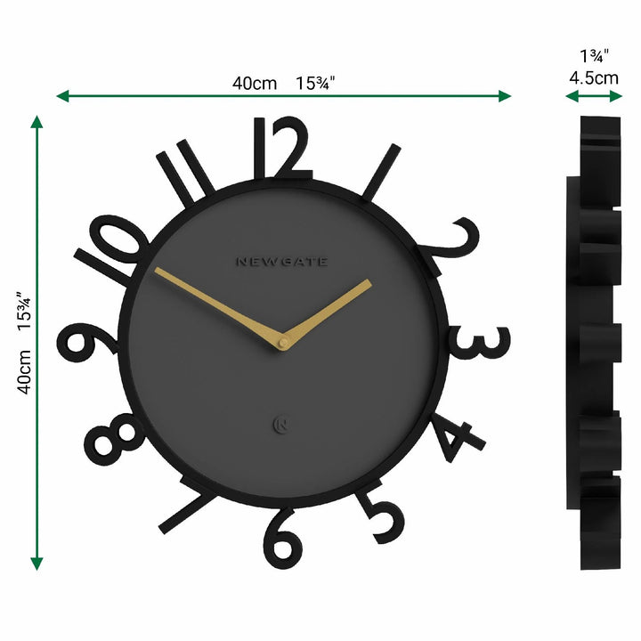 Newgate Monorail Sculptural 3D Numerals Wall Clock Black 40cm NG-MRAIL-K 6