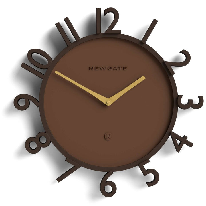Newgate Monorail Sculptural 3D Numerals Wall Clock Mocha Brown 40cm NG-MRAIL-MB 1