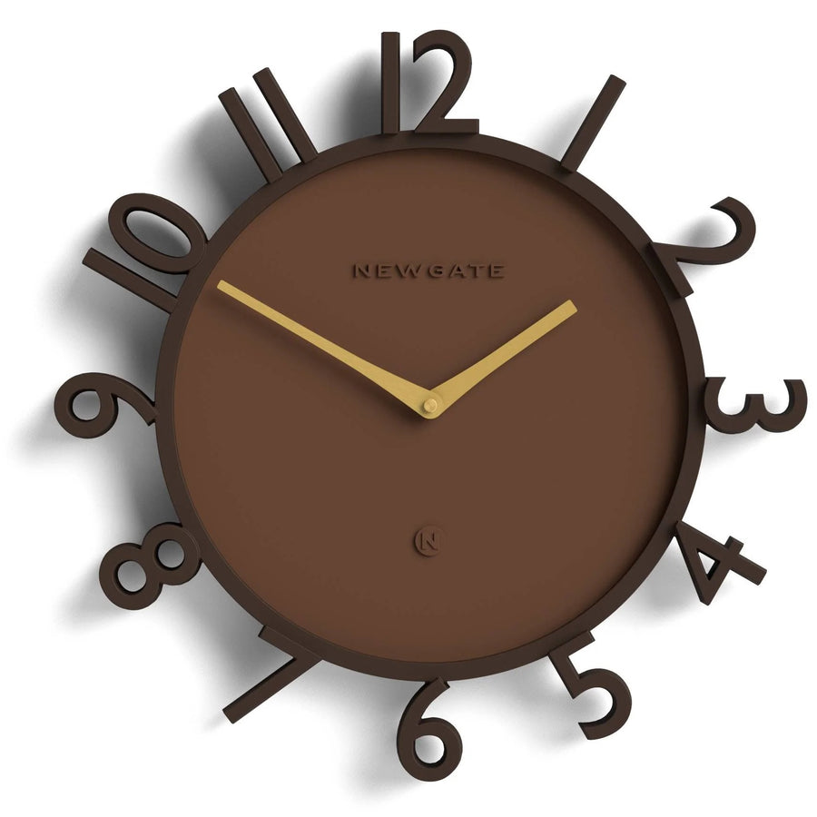 Newgate Monorail Sculptural 3D Numerals Wall Clock Mocha Brown 40cm NG-MRAIL-MB 1