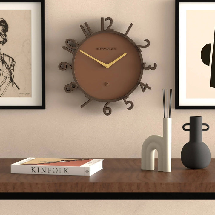 Newgate Monorail Sculptural 3D Numerals Wall Clock Mocha Brown 40cm NG-MRAIL-MB 3