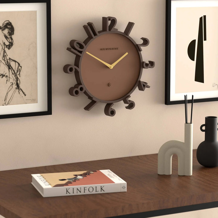 Newgate Monorail Sculptural 3D Numerals Wall Clock Mocha Brown 40cm NG-MRAIL-MB 4