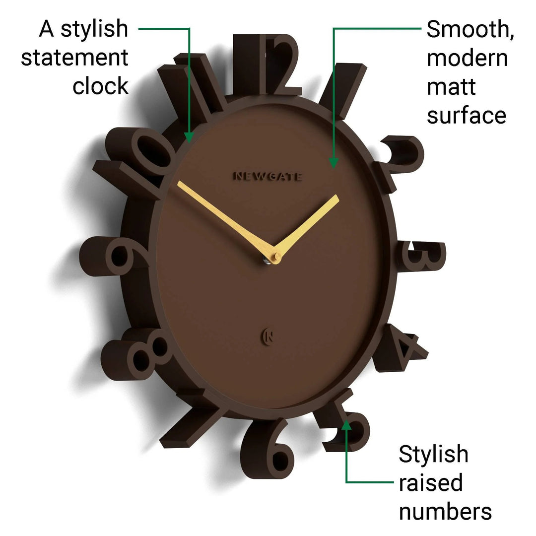 Newgate Monorail Sculptural 3D Numerals Wall Clock Mocha Brown 40cm NG-MRAIL-MB 5