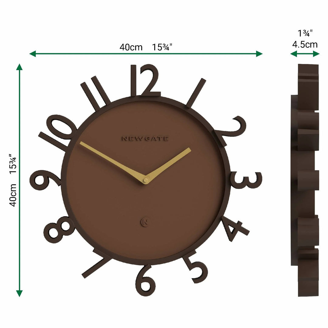 Newgate Monorail Sculptural 3D Numerals Wall Clock Mocha Brown 40cm NG-MRAIL-MB 6