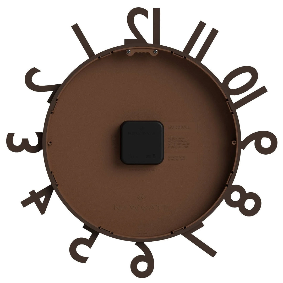 Newgate Monorail Sculptural 3D Numerals Wall Clock Mocha Brown 40cm NG-MRAIL-MB 7