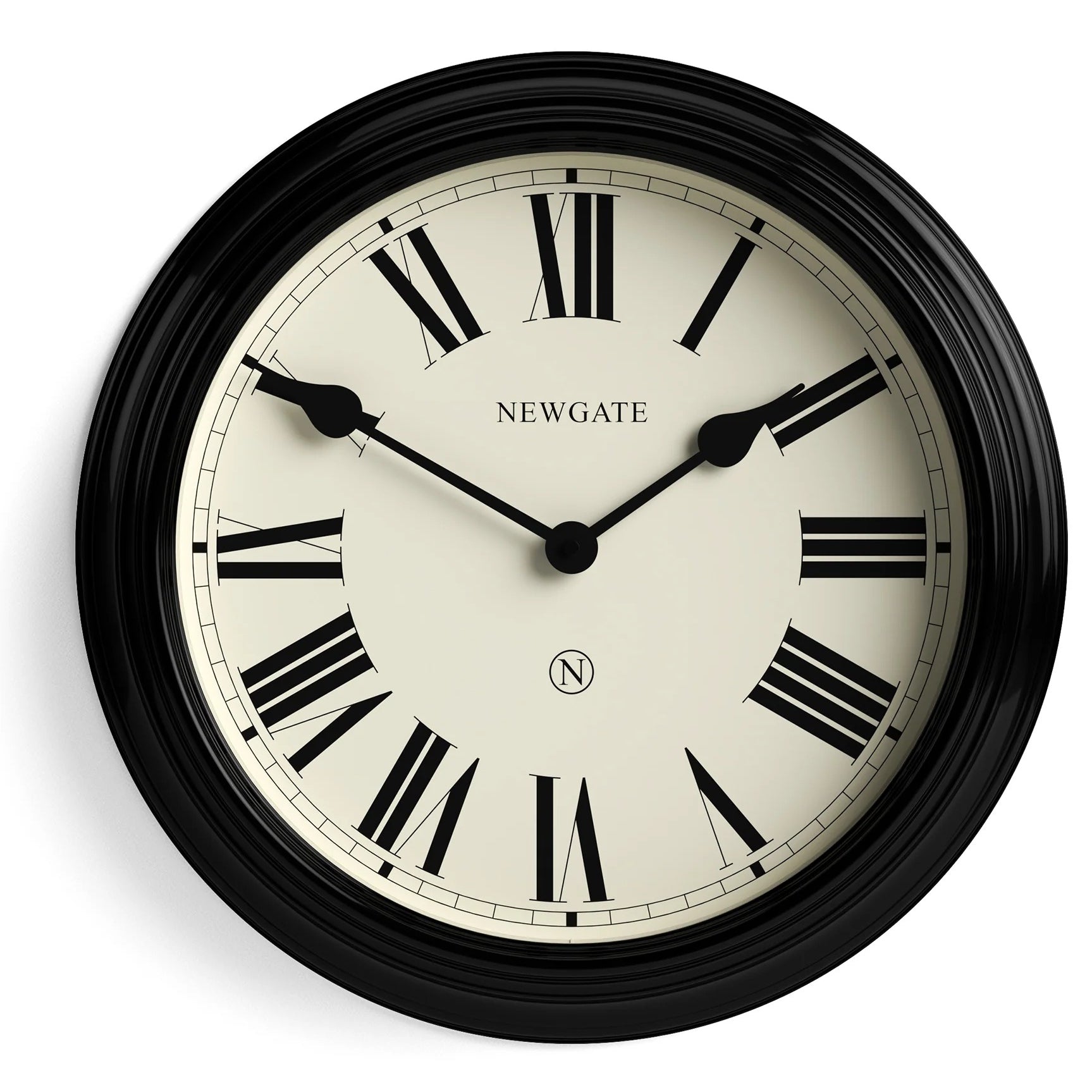 Newgate Notting Hill Metal Roman Numeral Wall Clock Black – Oh Clocks