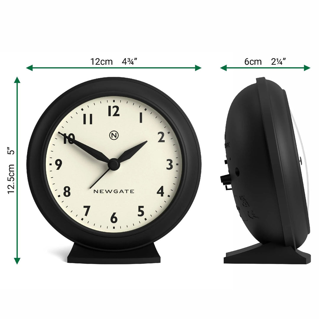 Newgate Pacific Domed Glass Retro Alarm Clock Black 13cm NG-ALMPAC13K 6