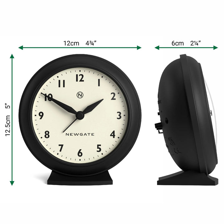 Newgate Pacific Domed Glass Retro Alarm Clock Black 13cm NG-ALMPAC13K 6