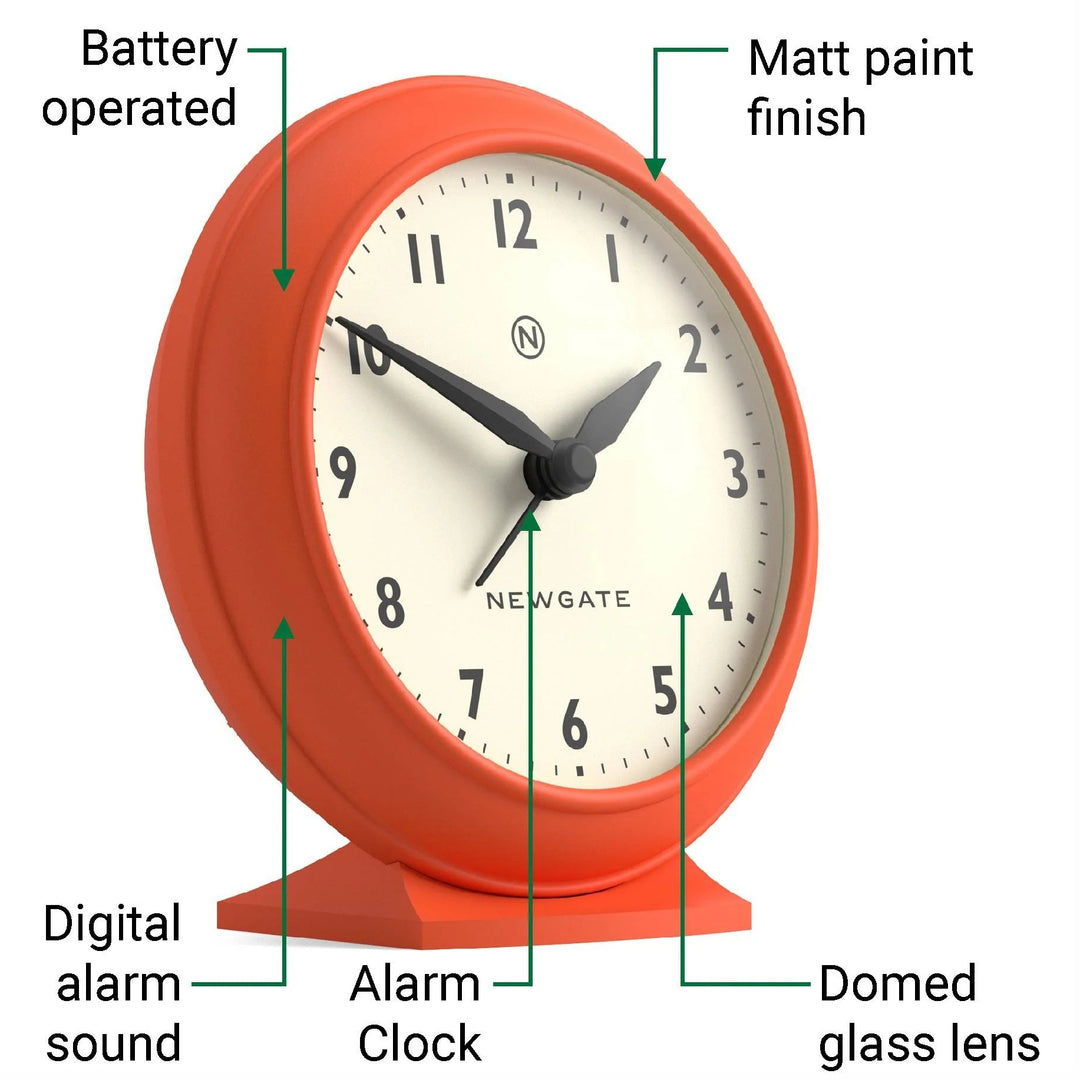 Newgate Pacific Domed Glass Retro Alarm Clock Orange 13cm NG-ALMPAC13PO 5