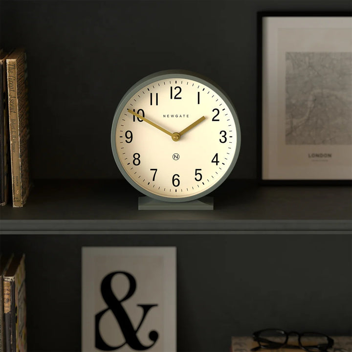 Newgate Q Minimalist Round Mantel Clock Asparagus Green 21cm NG-MANQ371ASG 3