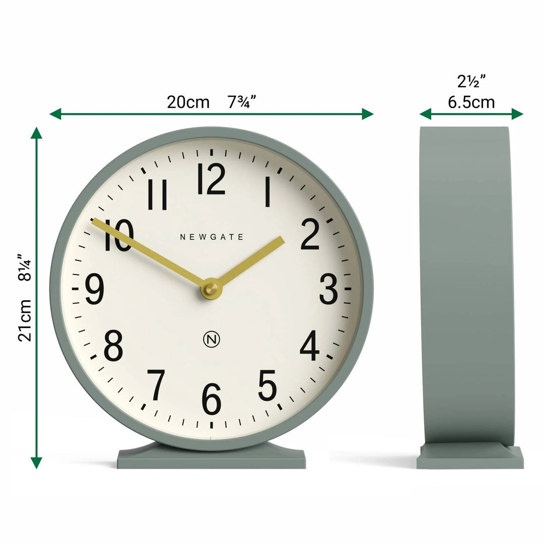 Newgate Q Minimalist Round Mantel Clock Asparagus Green 21cm NG-MANQ371ASG 6