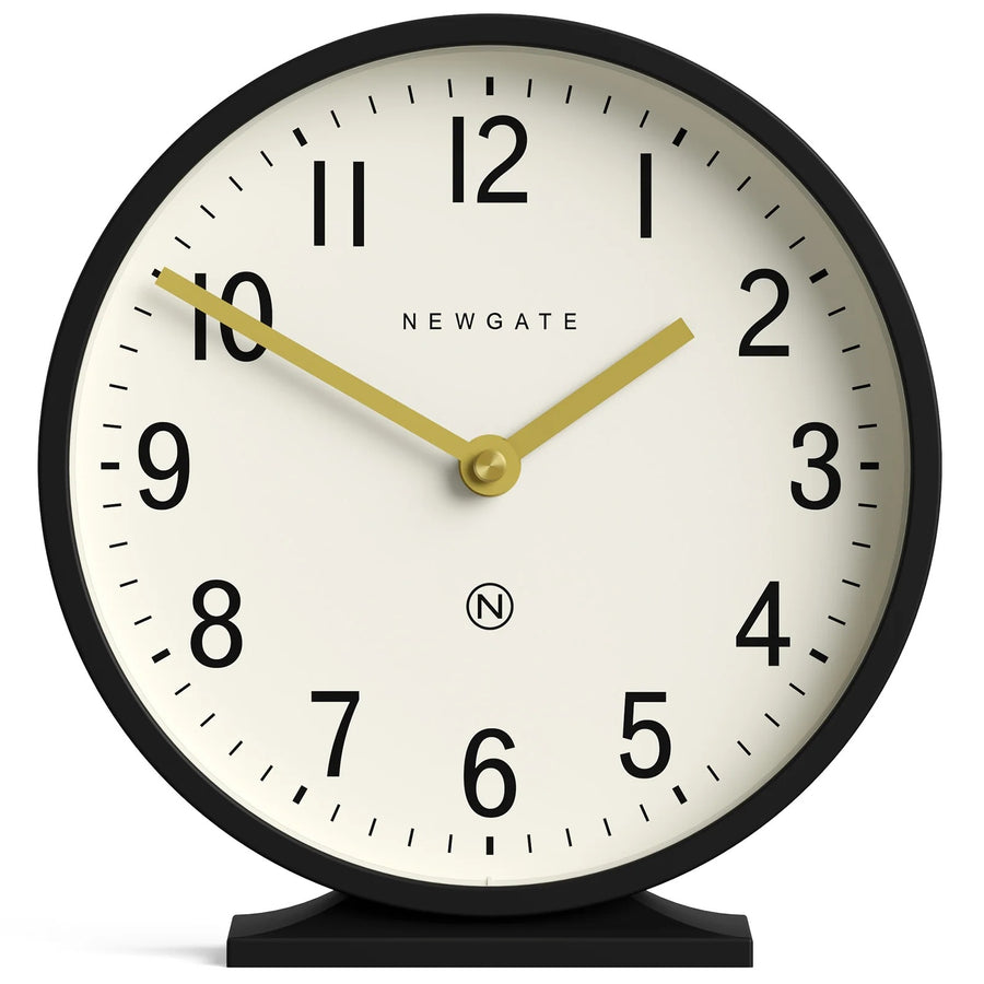 Newgate Q Minimalist Round Metallic Mantel Clock Black 21cm NG-MANQ371K 1