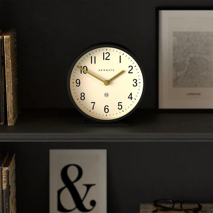 Newgate Q Minimalist Round Metallic Mantel Clock Black 21cm NG-MANQ371K 3