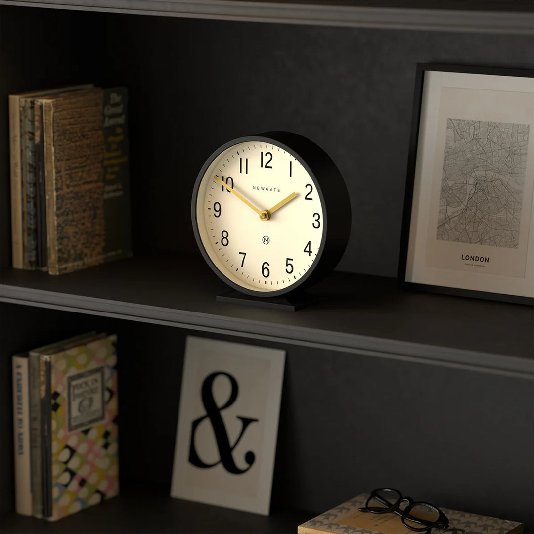 Newgate Q Minimalist Round Metallic Mantel Clock Black 21cm NG-MANQ371K 4