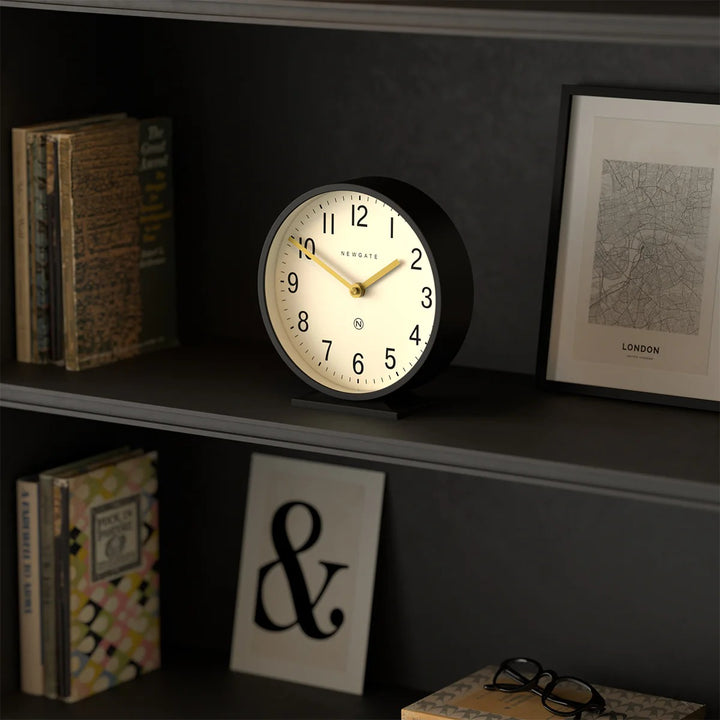 Newgate Q Minimalist Round Metallic Mantel Clock Black 21cm NG-MANQ371K 4