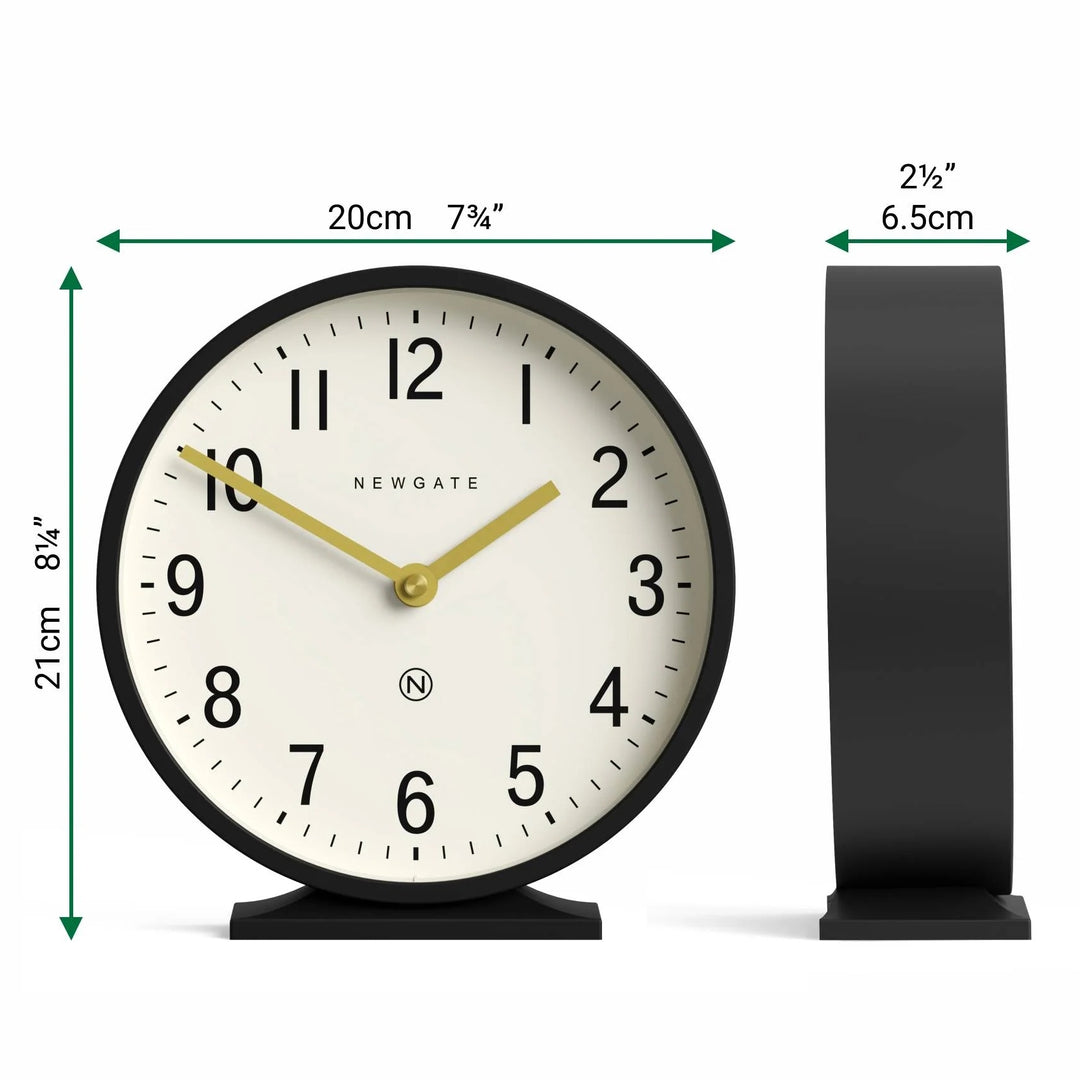 Newgate Q Minimalist Round Metallic Mantel Clock Black 21cm NG-MANQ371K 6