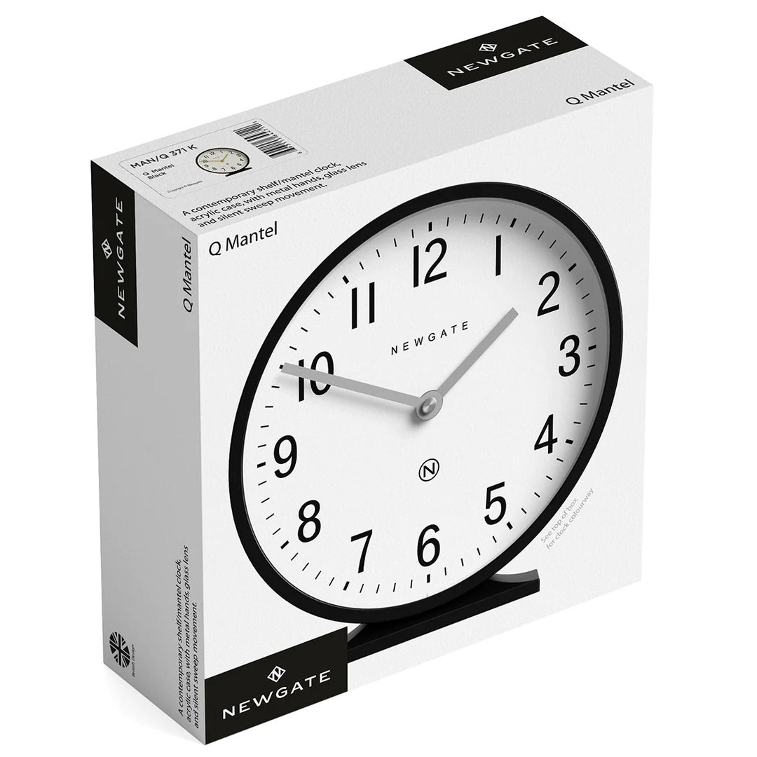 Newgate Q Minimalist Round Metallic Mantel Clock Black 21cm NG-MANQ371K 8