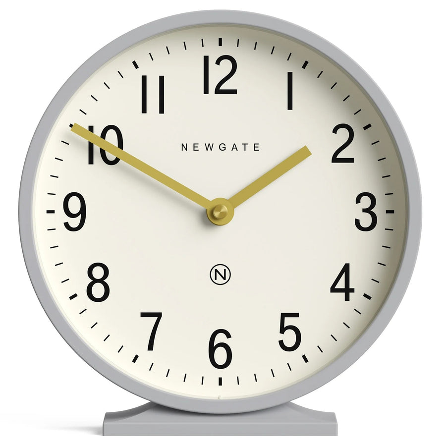 Newgate Q Minimalist Round Metallic Mantel Clock Clockwork Grey 21cm NG-MANQ371CGY 1