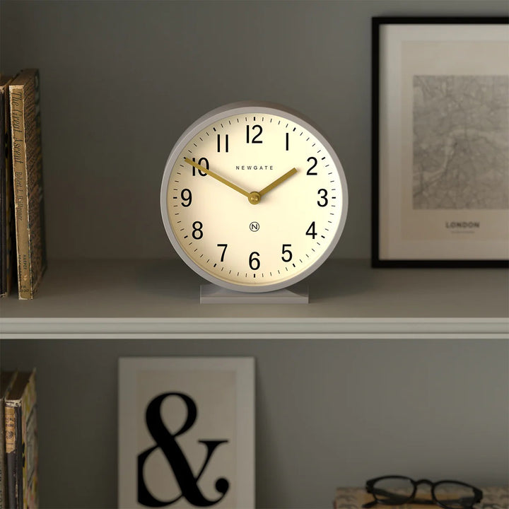 Newgate Q Minimalist Round Metallic Mantel Clock Clockwork Grey 21cm NG-MANQ371CGY 3