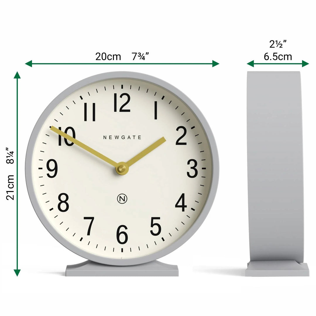 Newgate Q Minimalist Round Metallic Mantel Clock Clockwork Grey 21cm NG-MANQ371CGY 6