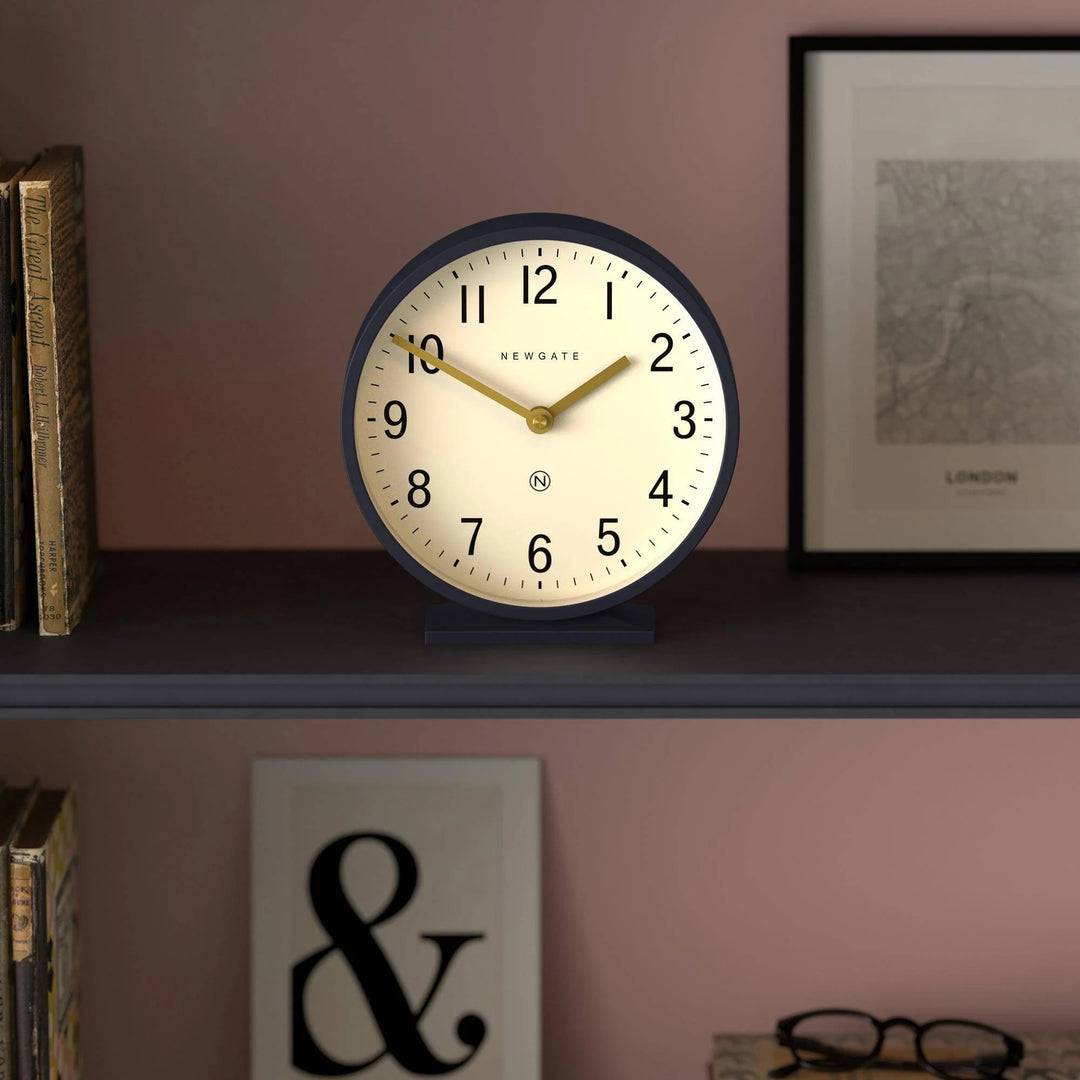 Newgate Q Minimalist Round Metallic Mantel Clock Petrol Blue 21cm NG-MANQ371PEBL 3