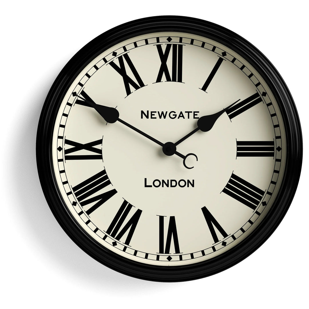Newgate Spitalfields Metal Roman Numeral Glass Wall Clock Black 40cm NG-SPIT16K 1