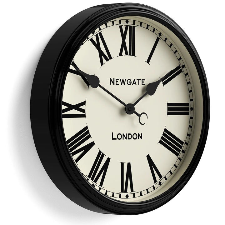 Newgate Spitalfields Metal Roman Numeral Glass Wall Clock Black 40cm NG-SPIT16K 2