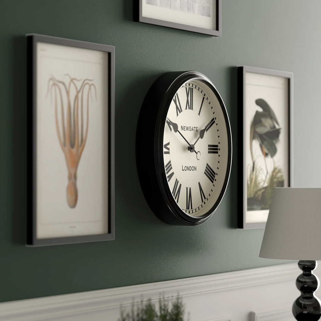 Newgate Spitalfields Metal Roman Numeral Glass Wall Clock Black 40cm NG-SPIT16K 4