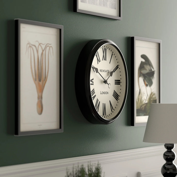 Newgate Spitalfields Metal Roman Numeral Glass Wall Clock Black 40cm NG-SPIT16K 4