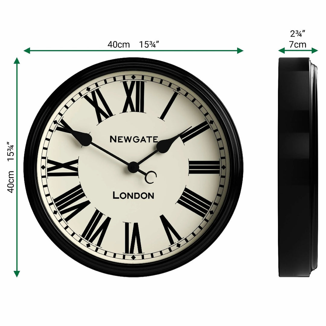 Newgate Spitalfields Metal Roman Numeral Glass Wall Clock Black 40cm NG-SPIT16K 6