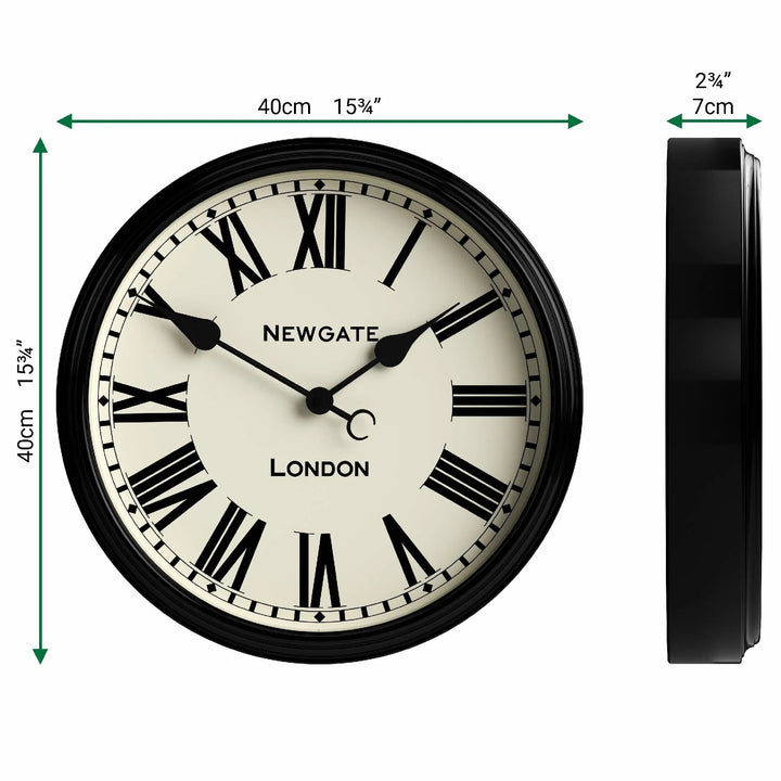Newgate Spitalfields Metal Roman Numeral Glass Wall Clock Black 40cm NG-SPIT16K 6