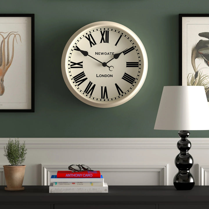 Newgate Spitalfields Metal Roman Numeral Glass Wall Clock Cream 40cm NG-SPIT16VC 3