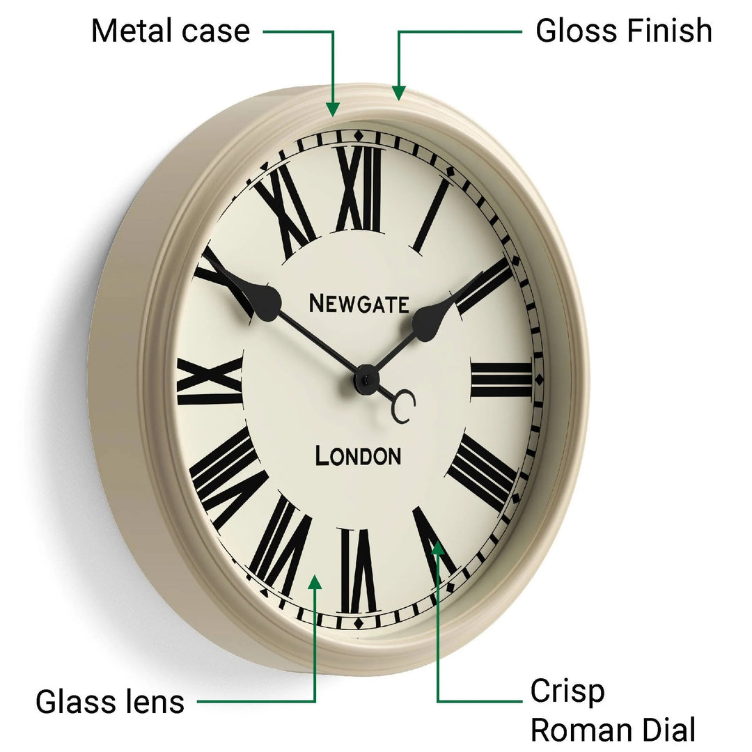 Newgate Spitalfields Metal Roman Numeral Glass Wall Clock Cream 40cm NG-SPIT16VC 5