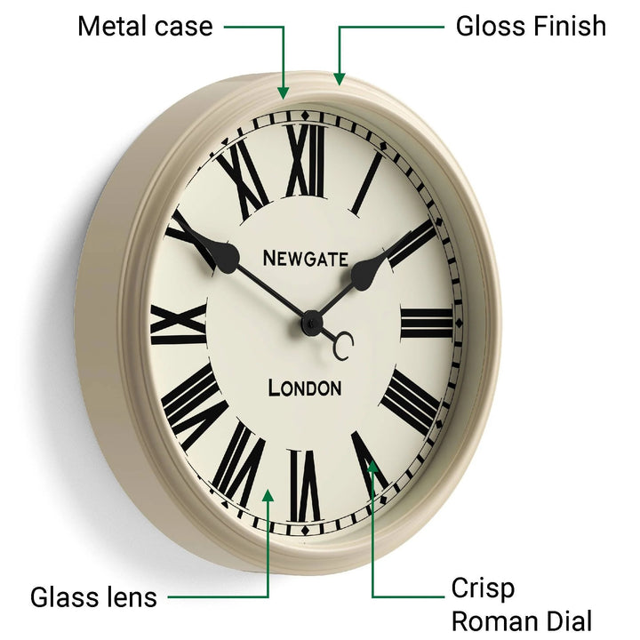 Newgate Spitalfields Metal Roman Numeral Glass Wall Clock Cream 40cm NG-SPIT16VC 5