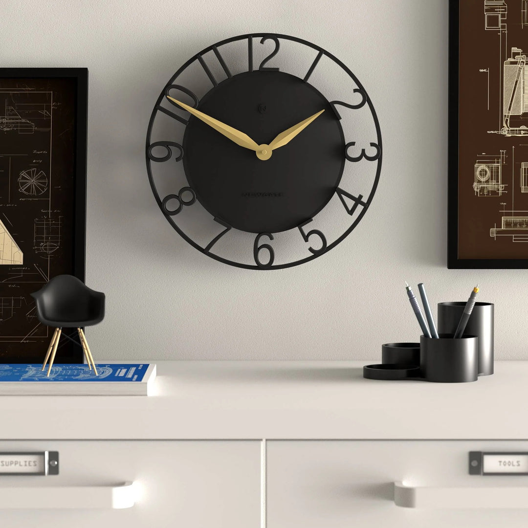 Newgate Time Traveller Open Skeleton Wall Clock Black 35cm NG-TIMET-K 3