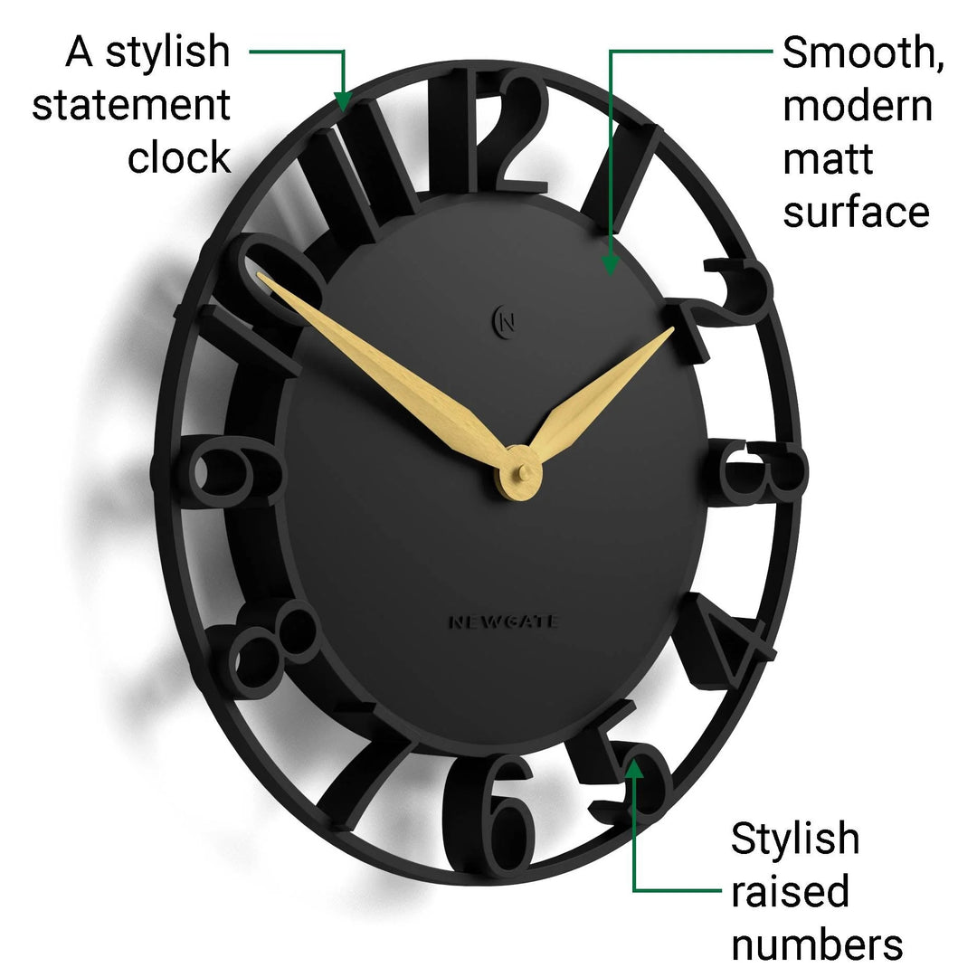 Newgate Time Traveller Open Skeleton Wall Clock Black 35cm NG-TIMET-K 5