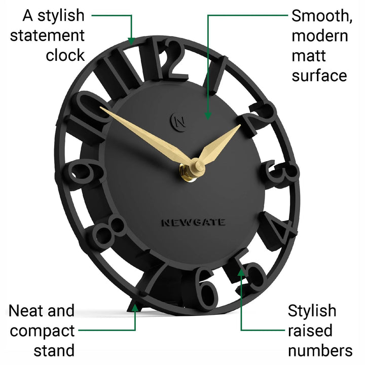 Newgate Timewarp Open Frame 3D Numerals Mantel Clock Black 18cm NG-MANTIMEW-K 5