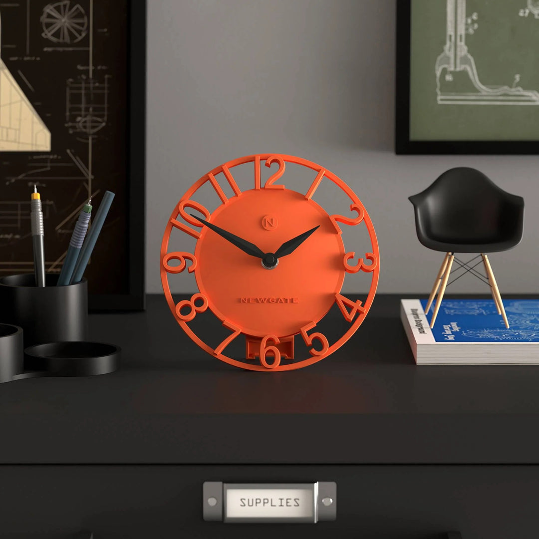 Newgate Timewarp Open Frame 3D Numerals Mantel Clock Orange 18cm NG-MANTIMEW-PO 3