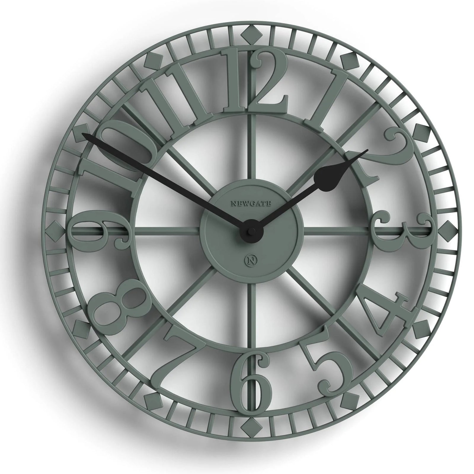 Newgate Warehouse Open Skeleton Wall Clock Asparagus Green 40cm NG-WAREH-ASG 1