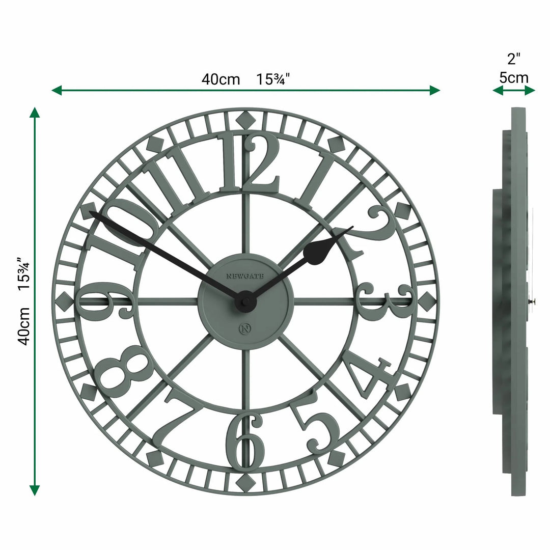 Newgate Warehouse Open Skeleton Wall Clock Asparagus Green 40cm NG-WAREH-ASG 6